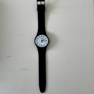 SWATCH: Men’s “Twice Again” White Face w/ Black Strap Watch